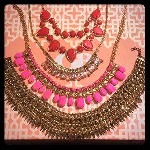 SOLD 3 necklaces Costume jewelry cheap gold red pink
